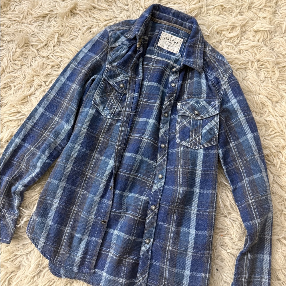 BKE Vintage Blue Plaid Men's Shirt